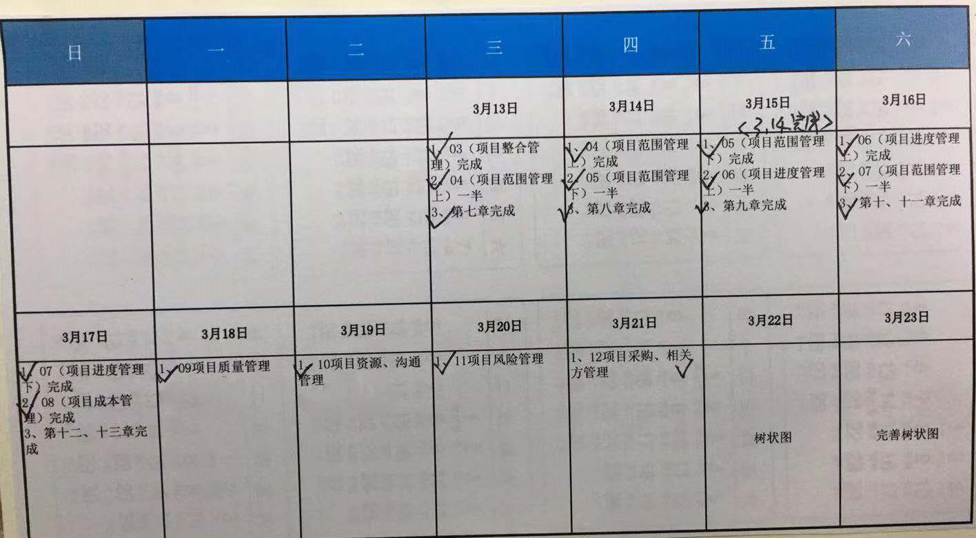 PMP学习计划表